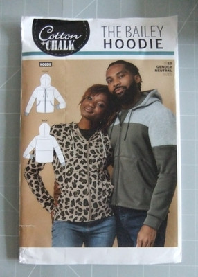 Baumwolle + Kreide ''The Bailey Hoodie'' Schnittmuster --- in 13 geschlechtsneutralen Größen