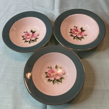 Lot of 3 Homer Laughlin Century Service Empire Green Fruit Desert Bowls 5 7/8"