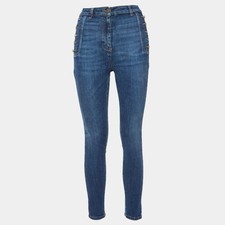 Jeans Elisabetta Franchi blu denim dettaglio bottoni M vita 28