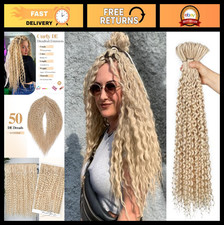 Double Ended Platinum Blonde Curly Dreadlock Extensions - 50 Strands Wavy Croche