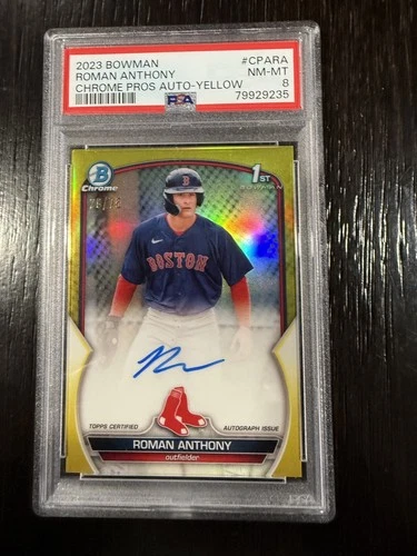 2023 Bowman Chrome Roman Anthony Yellow Refractor Auto /75 PSA 8