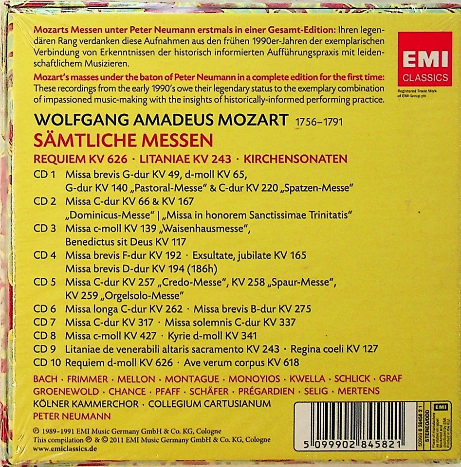 MOZART The Complete Masses NEUMANN Barbara Schlick/Elizabeth Graf etc 10-CD NEW - Image 2 of 2
