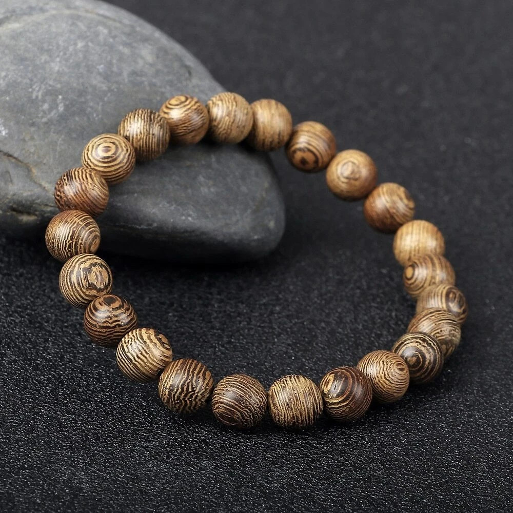 Natural Wooden Beads Bracelet Tibetan Buddha Rosary Handmade Bracelets Men Women