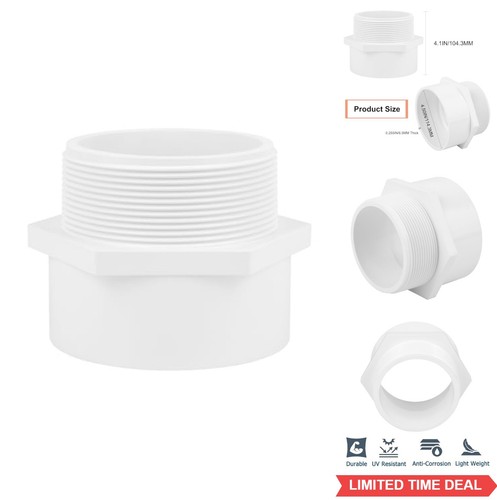 PVC Male Adapter 4 Inch Slip x NPT Thread Schedule 40 White Pipe Fitting