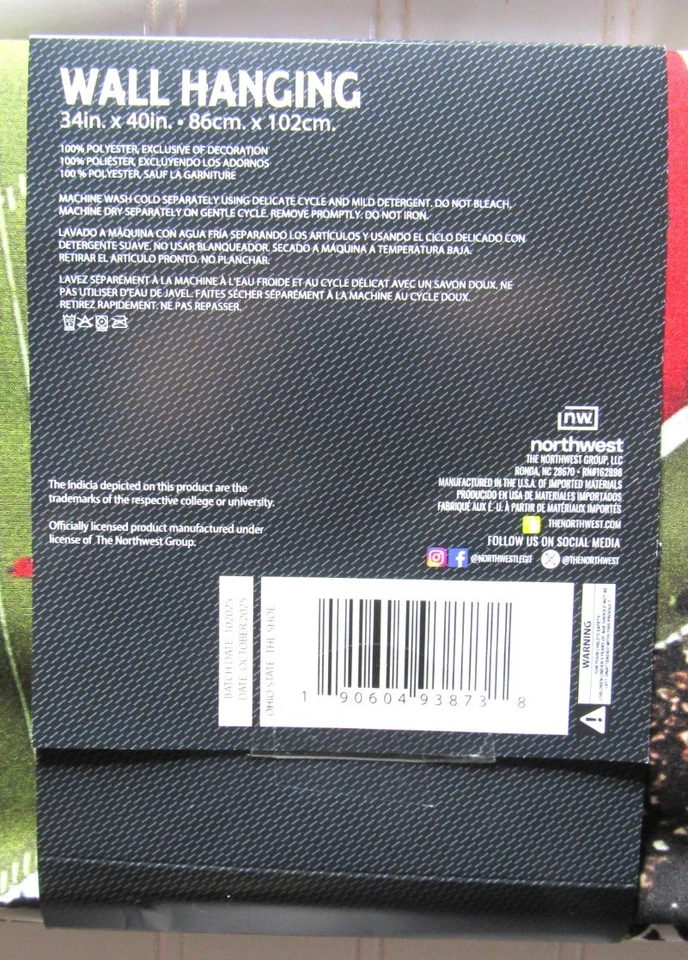 NOVO Ohio State BEM-VINDO AO SAPATO Pendurado na Parede 34" X 40" - Imagem 4 de 4