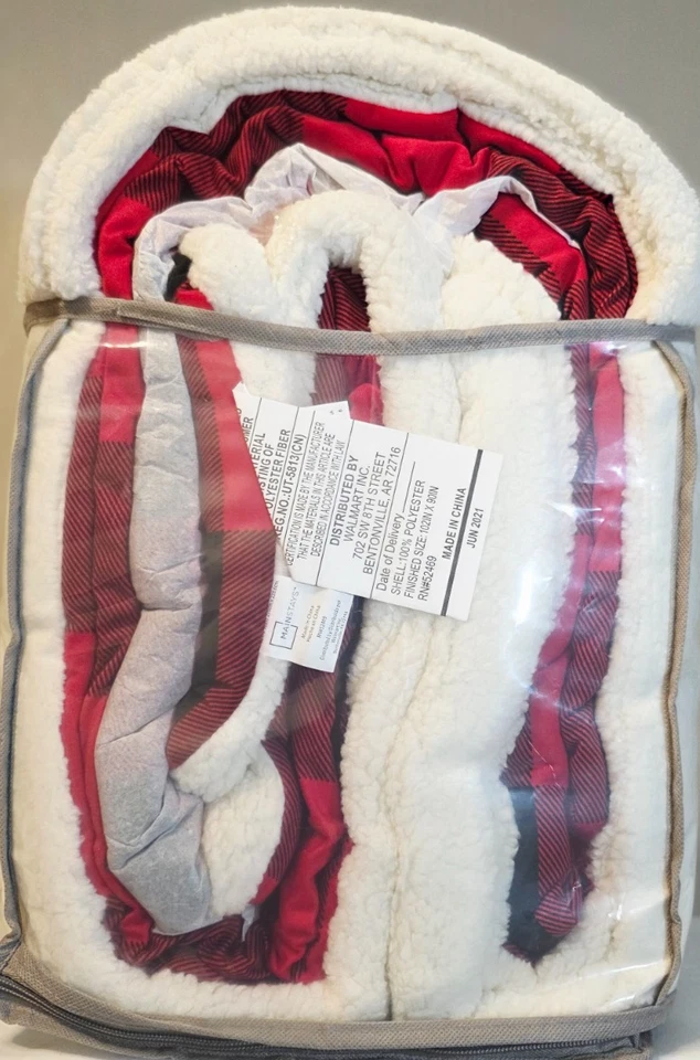 Edredón de franela Mainstays King reverso a Sherpa y 2 fundas 3 piezas nuevo Foto 4 de 4