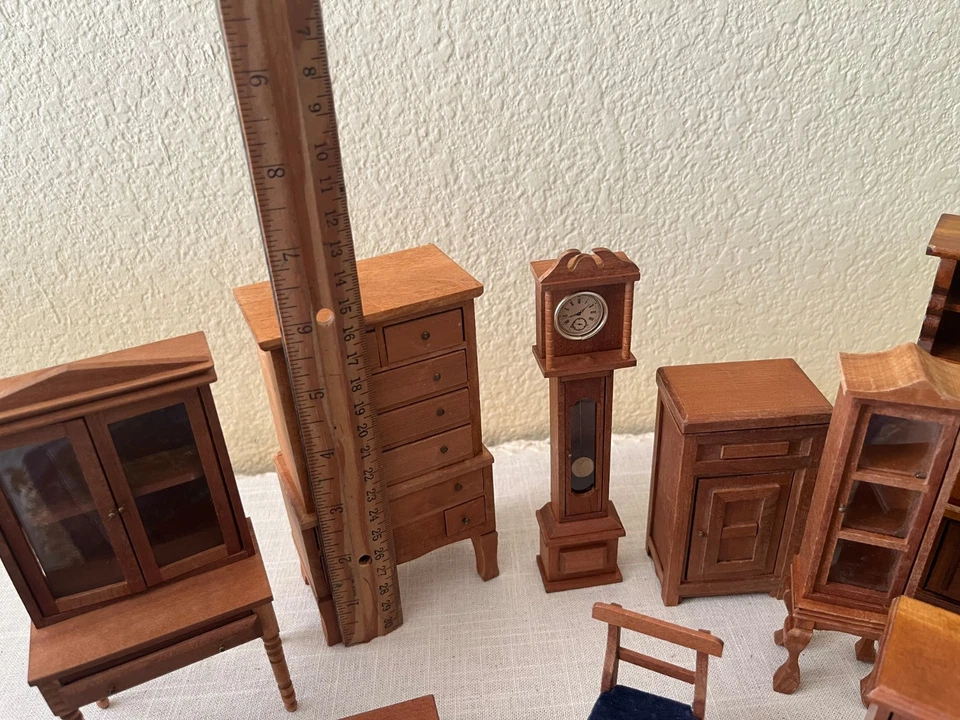 Juego grande de muebles de muñeca de madera Shackman vintage 11, 1:12 algunos raros Japón años 60 Foto 2 de 4