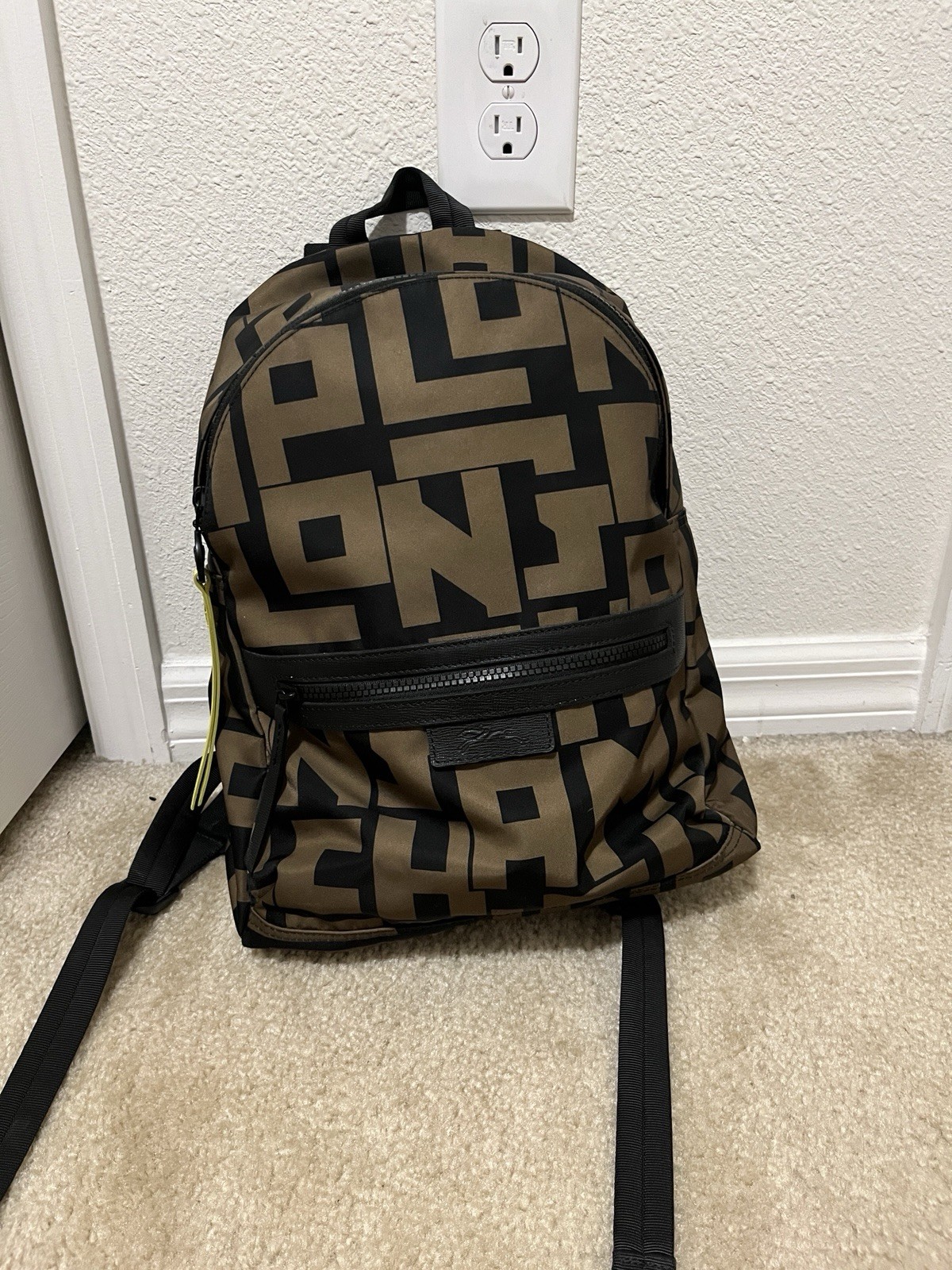 Longchamp Le Pliage LGP Nylon Backpack, Black/Brown F8