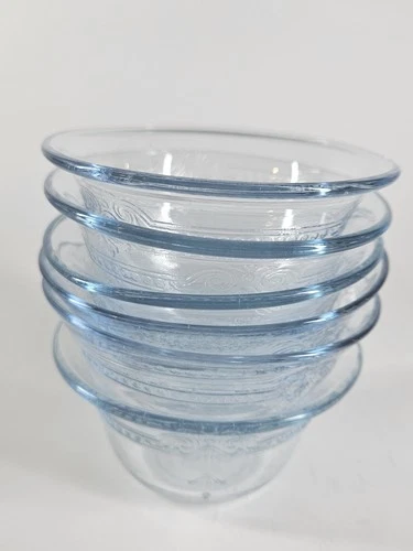 6 Vintage FIRE KING Philbe Glass Sapphire Blue Oven Glass 4” Small Bowls