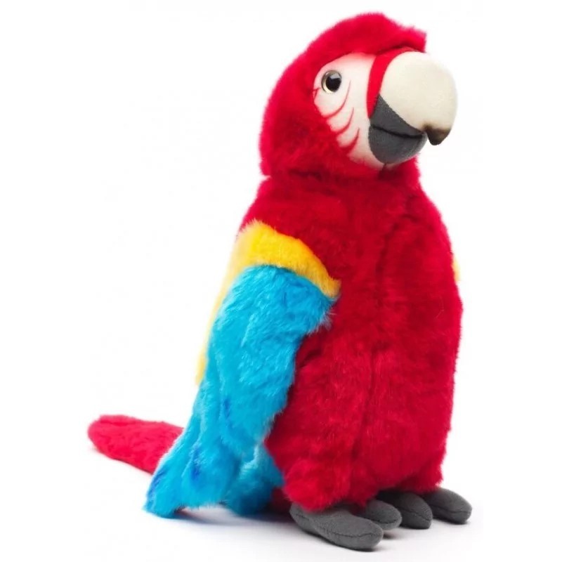Peluche perroquet rouge 28 cm Unitoys doudou oiseaux