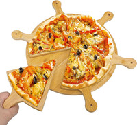 Holz Pizzabrett Rund 10 Zoll,Schneide- & Servierbrett FüR Pizza & Camping