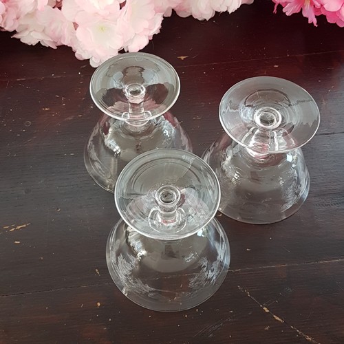 Vtg Bohemia Crystal Etched Thistle Coupe Champagne Sherbet Glasses Straight Stem - Picture 9 of 9