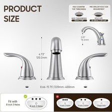 Phiestina WF008-5-BN 3-Hole Faucet Set Polished Nickel Bathroom Faucet Set