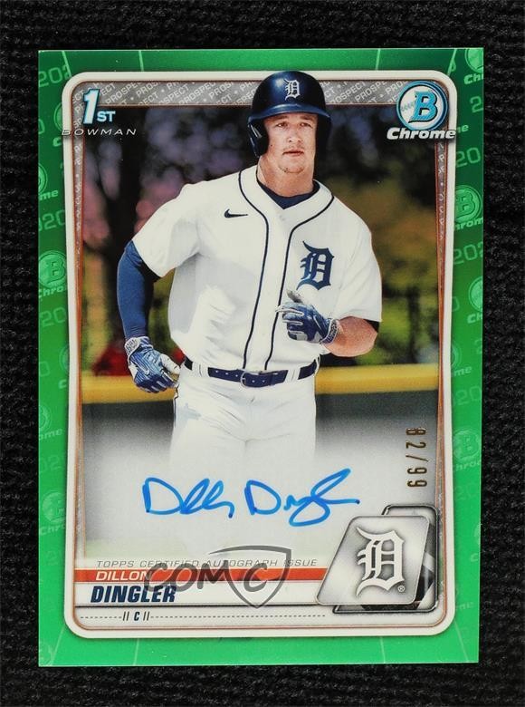 2020 Bowman Draft Chrome Picks Green Refractor 82/99 Dillon Dingler Auto 0a7v