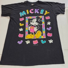 Vtg 90s Mickey Unlimited Mickey Mouse Nite T Shirt 1X Black Oversized USA Made