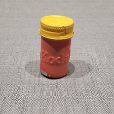 Vintage Kodak Yellow Lid Red Body Metal Film Canister Has Some Damage