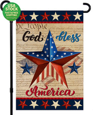 Patriotic God Bless America Garden Flag 12X18 Double Sided Independence Day Yard