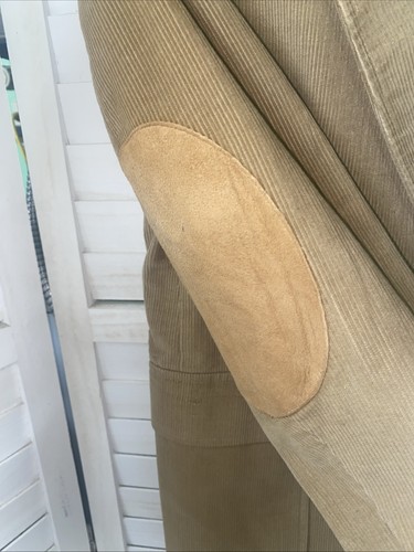 VTG Haggar Khaki 38 Corduroy Men’s Blazer Suit Jacket Sport Coat Elbow Patches - Picture 2 of 10
