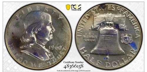 1960 PCGS PR66 Franklin Half Dollar 50¢ Purple Toned