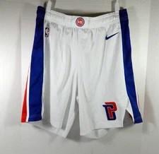 2018-19 Detroit Pistons Game Issued White Shorts 42 DP56422