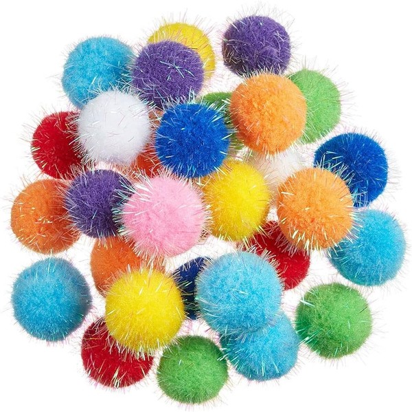 30 StüCk 3Cm Glitzernde KatzenbäLle Katzenspielzeug, KatzenbäLle PomponbäLle, La-image