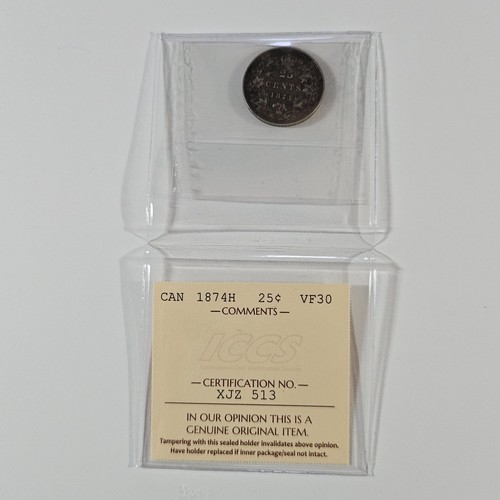 1874 H Canada 25 twenty five cents - ICCS CERTIFIED VF-30 - CD-033 - Imagen 6 de 9