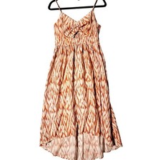 Nine West Womens Sun Dress Hi Lo Sz M Cutout Accent Spaghetti Straps Coral Blue