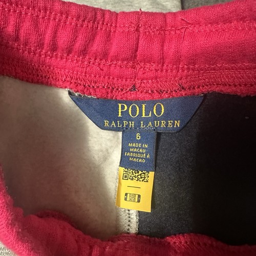 Polo Ralph Lauren neu mit Etikett Mädchen Größe 6 Logo Spruch Farbblock Fleece Jogginghose - Bild 7 von 11