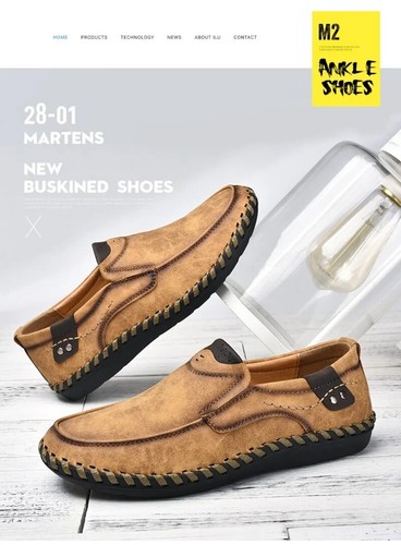 Men's Handmade Leather Loafers Casual Shoes Non-slip Comfortable Driving Shoes - Picture 11 of 26