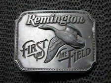 REMINGTON FIRST IN THE FIELD CANADA GOOSE BELT BUCKLE VINTAGE RARE SID BELL