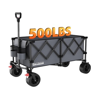 220L Collapsible Foldable Wagon with 500lbs Weight Capacity, Utility Wagon Ca...
