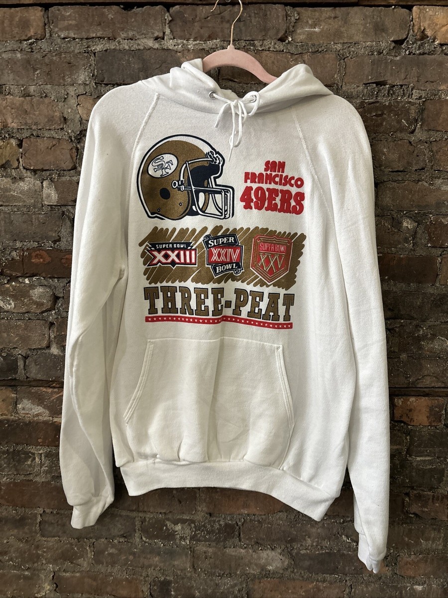 Vintage 90s San Francisco 49ers Three Peat Super Bowl Hoodie Large