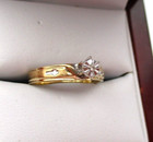 10K Yellow Gold Diamond Cross Engagement Solitaire Ring Size 7 [R198] — photo 2
