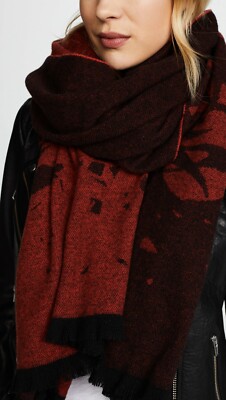NWT McQ Alexander McQueen Wool Swallow Scarf/Shawl/Wrap Red 80