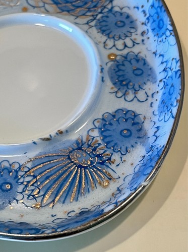 Fujita Kutani Shuho Blau Sandwich Tablett(e) Chrysantheme Pfingstrosen Teeservice Japan - Bild 16 von 17