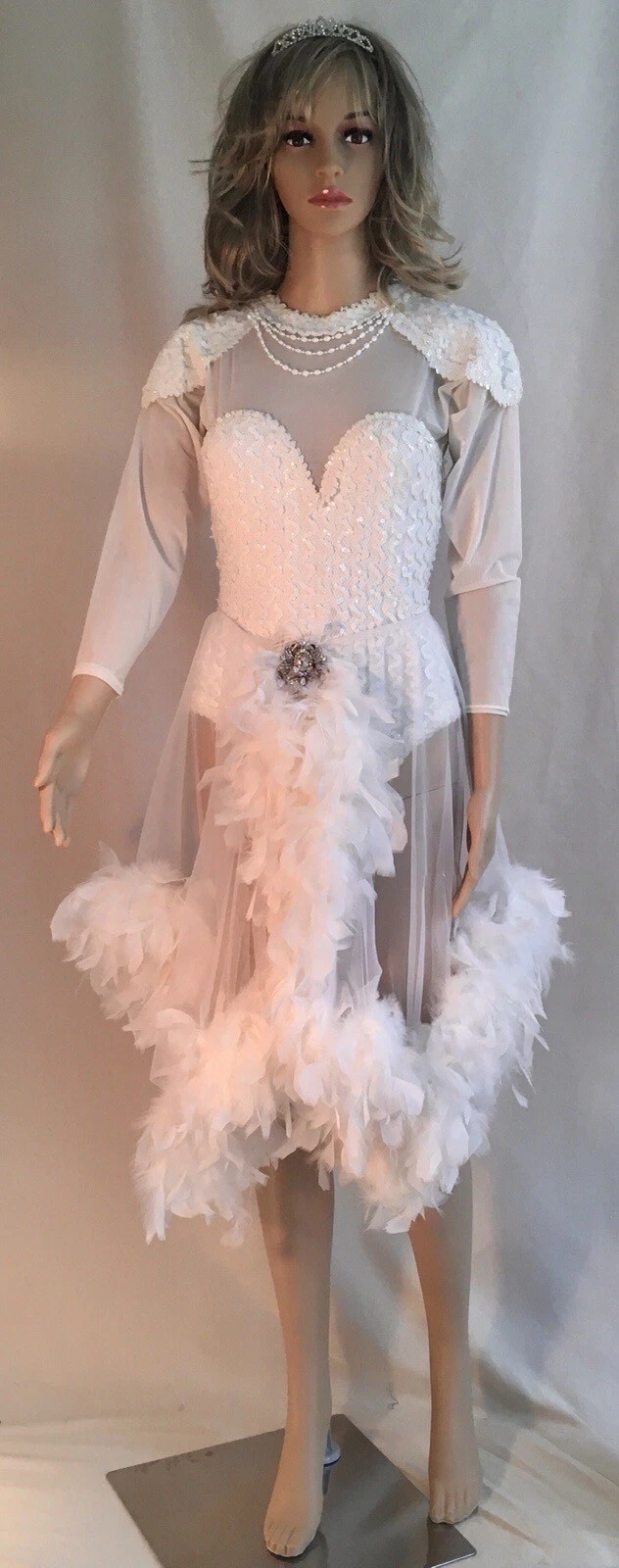 Professional Handmade Dance Costume White. Dancing With The Stars Style Dress