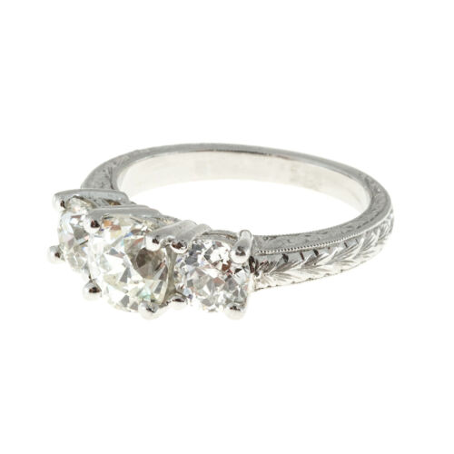 Peter Suchy 3 Stone Diamond Platinum Engagement Ri