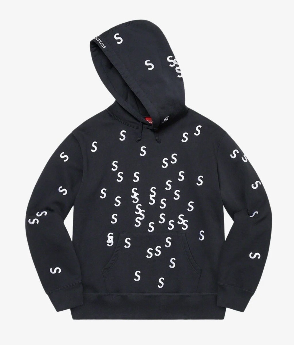【本物保証 /関税・送料無料】Supreme Embroidered S Hooded New Supreme Embroidered S Hooded Sweatshirt Navy Medium