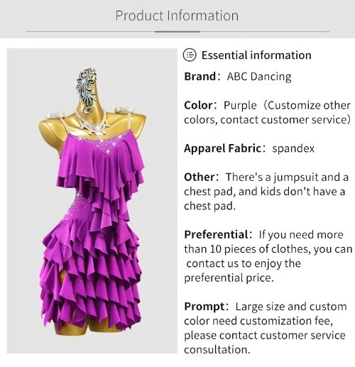 VETEMENTS Abito donna danza latina gonna costume palco danza abbigliamento pratica