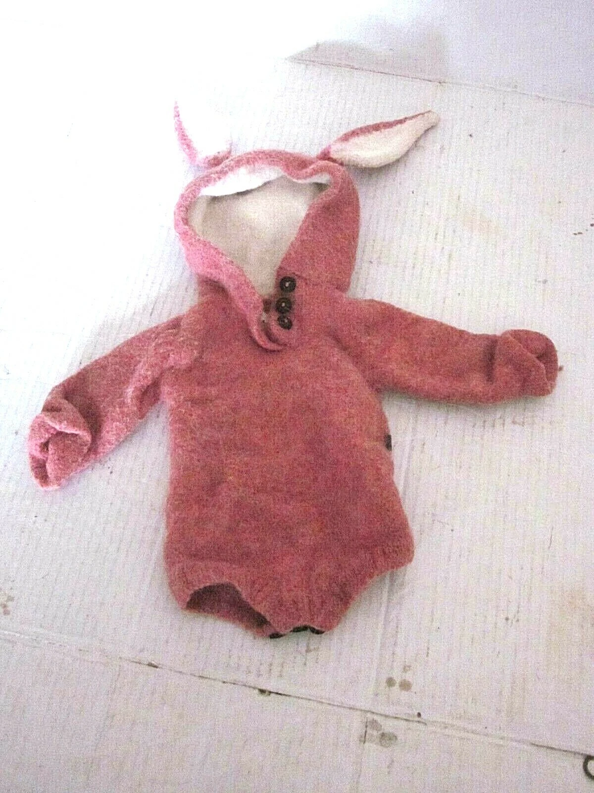 Oeuf 100% Alpaca Wool Baby or Infant Winter Coat Pink Bunny Rabbit 3M