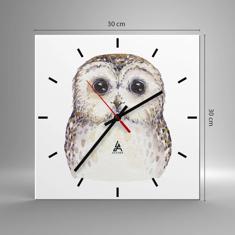 Horloge murale en verre 30x30cm Chouette Chouette Hulotte Graphiques Wall Clock - Photo 3/4