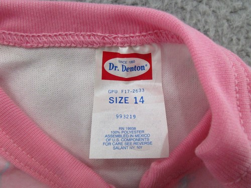 Vintage Dr Denton Fleece One Piece Sleeper Jumpsuit Girls Youth Size 14 Pink - Picture 4 of 15