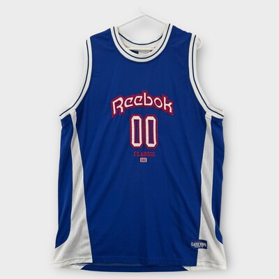 ビンテージ　00s NBA Reebok メンズXXL 52 ユニフォーム Vtg Blue Reebok Classic Hoops #00 Basketball Jersey Mens XL