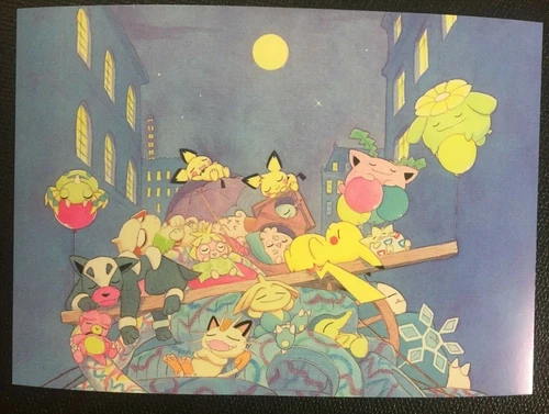 Pokemon Postcard 1 sheet Pikachu & Friends by Keiko Fukuyama Art Japanese N/M 42