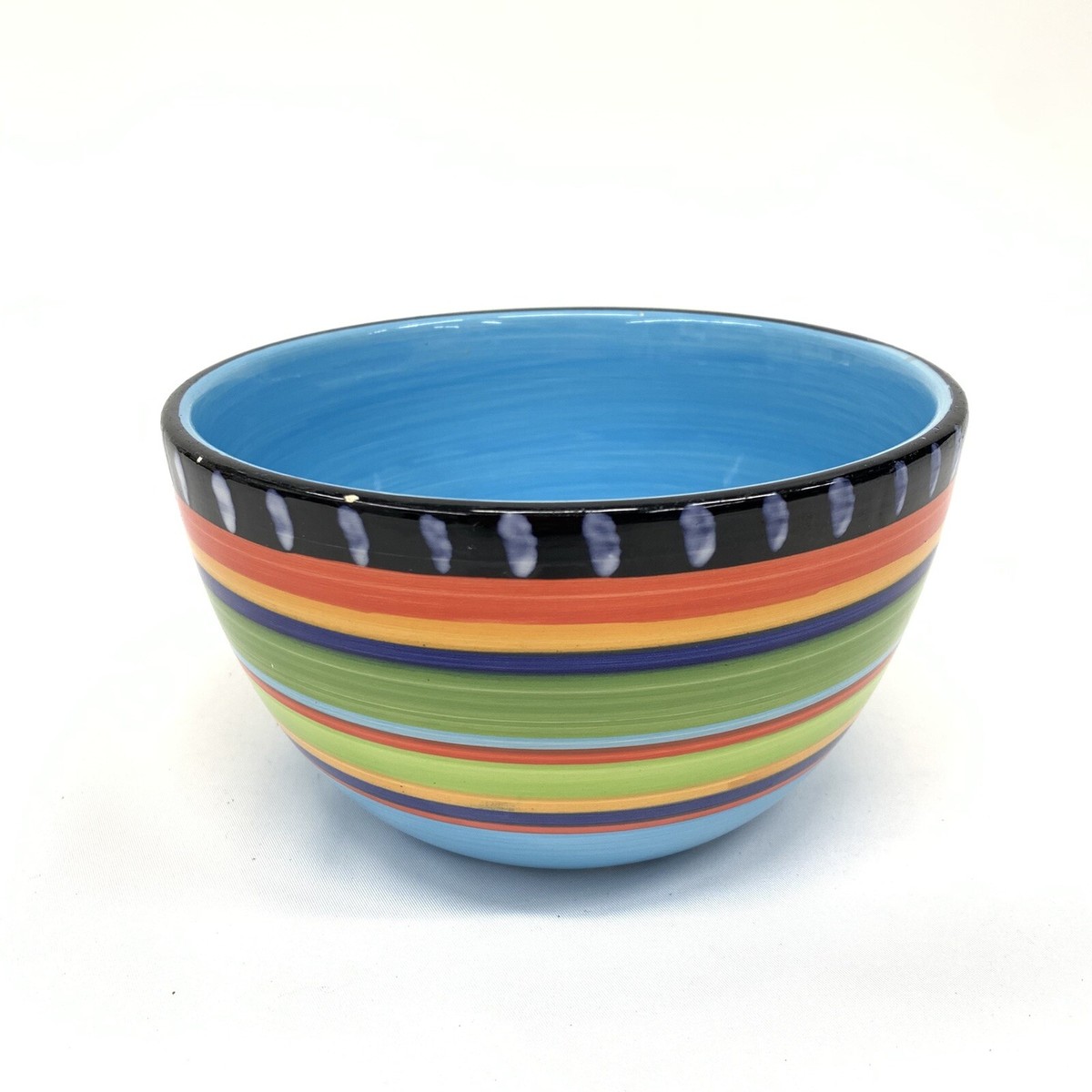 Gibson Elite Pueblo Springs Stoneware In Serving Mixing Bowl Striped  Fiesta