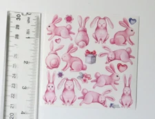 Violette Stickers - PINK BUNNIES - 4x4 Square of Stickers #K20