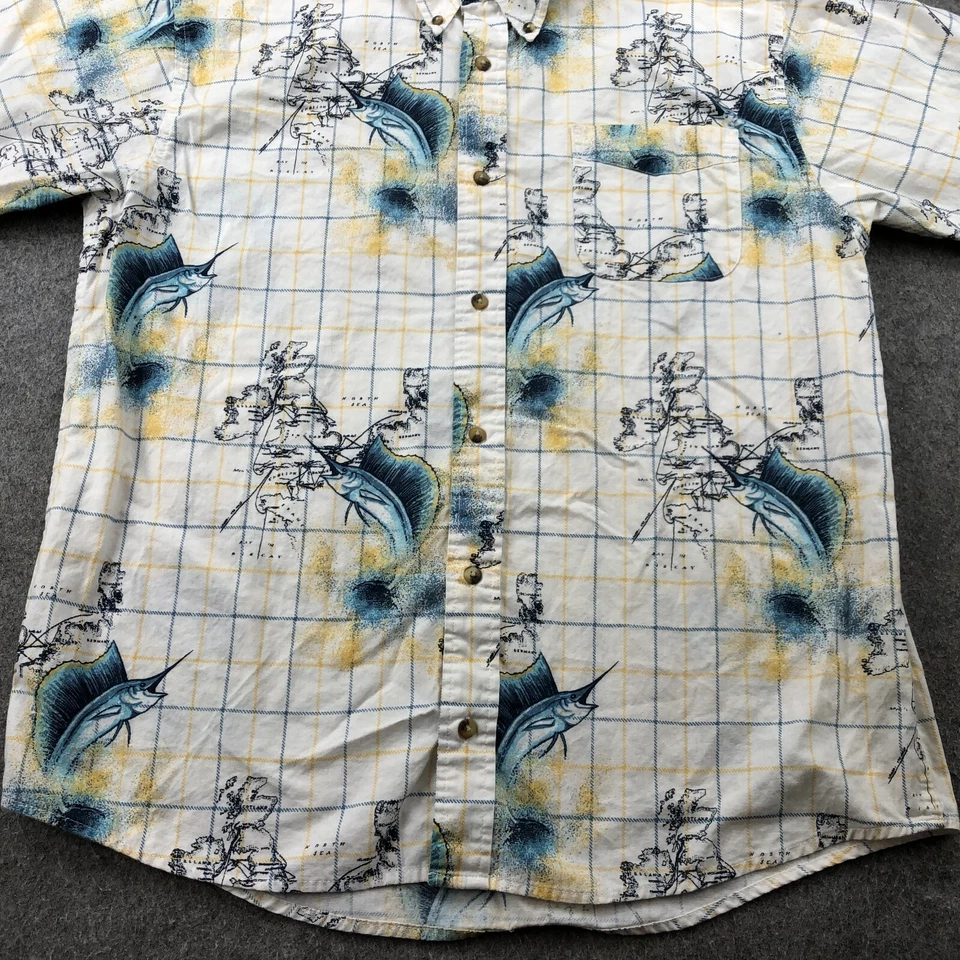 Camisa de Colección Knightsbridge Para Hombre Grande Blanca Mapa Pez Marlín Manga Corta Foto 2 de 4