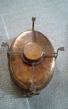 043 Large Vintage Oval Hammered Copper Chaffing Pot 14 Inches