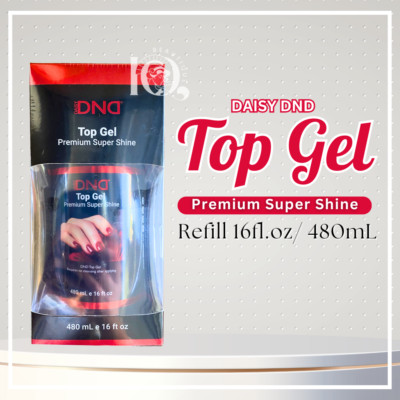 DND Daisy Refill Top Coat 600 No Cleanser Soak Off LED/UV Big Bottle 16oz