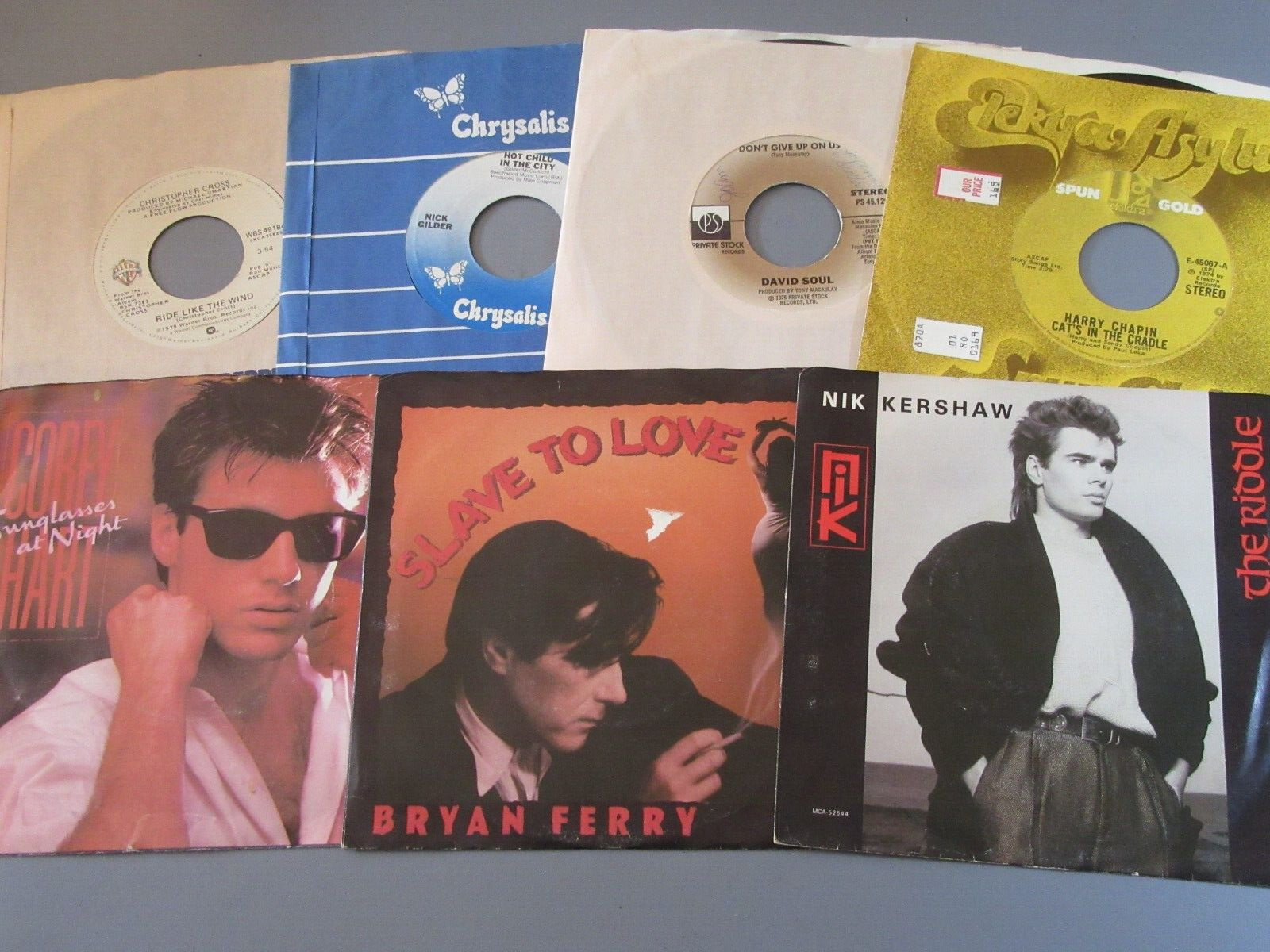 Vinyl Records 45’s Lot 7pc Corey Hart, Bryan Ferry, Nik Keyshawn, Gilder, Chapin-image